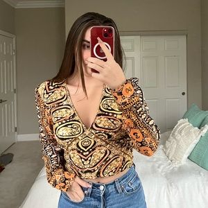 Free People Orange Blouse XS